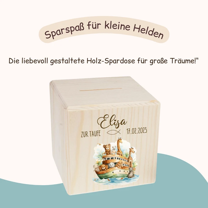 Spardose - Taufe Arche Noah Motiv