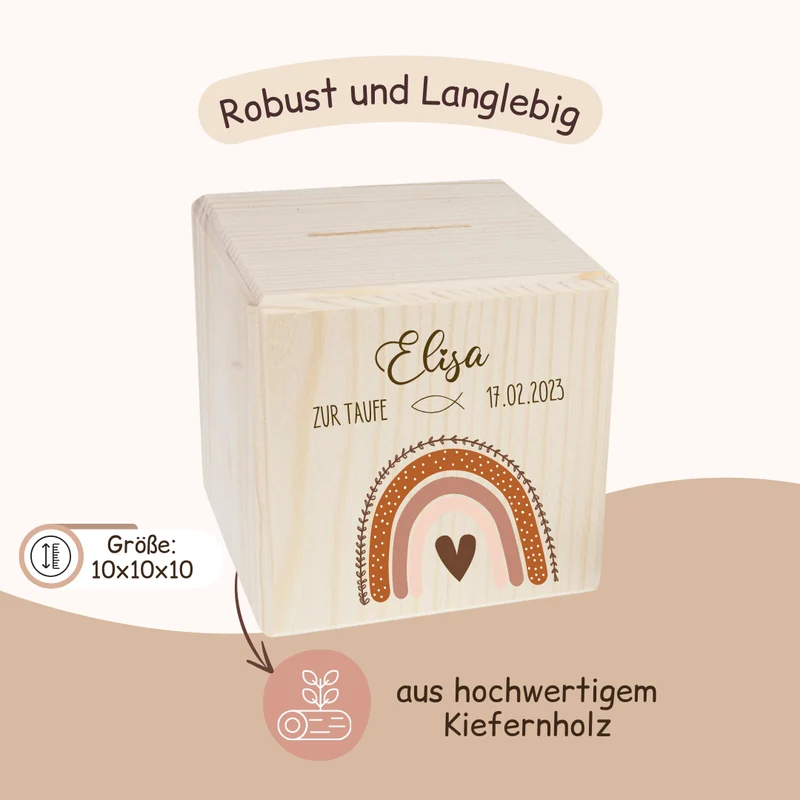 Spardose Taufe Regenbogen