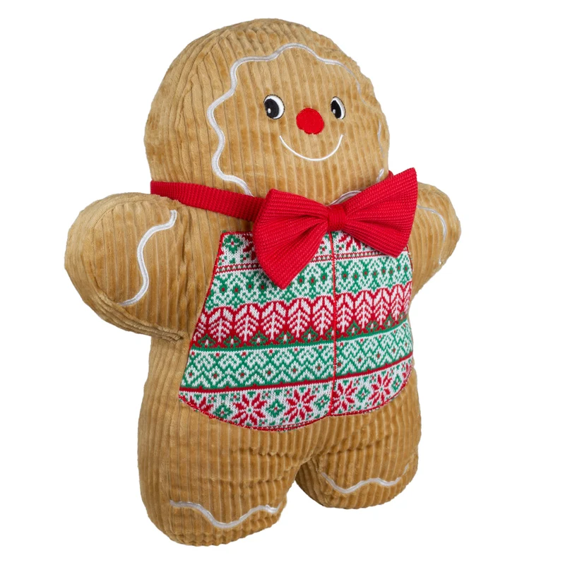 Lebkuchenmann Kissen 50cm mit Weihnachts-Pullover & roter Fliege