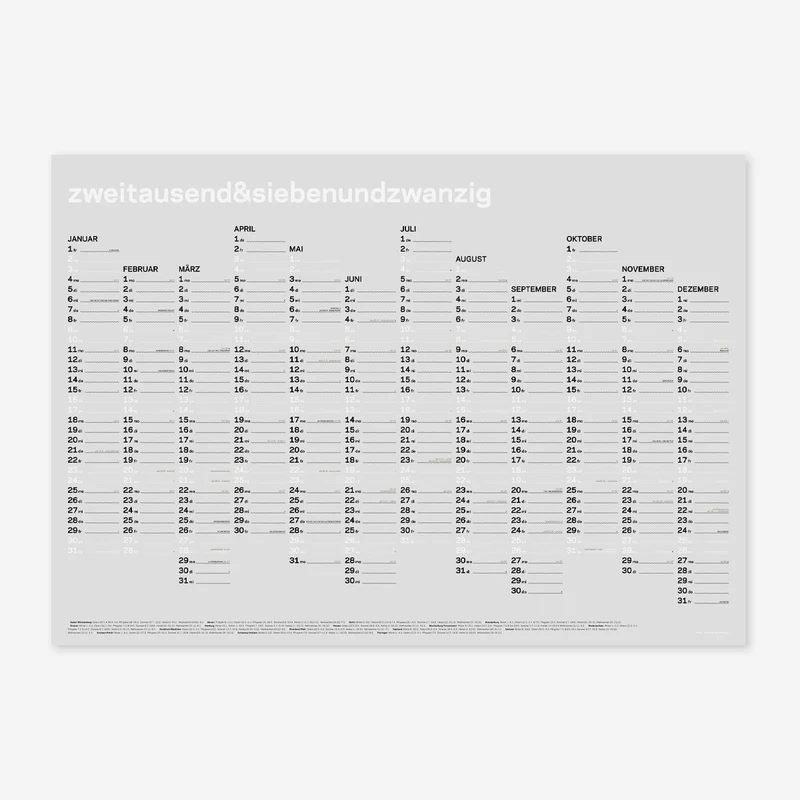 zweitausend&siebenundzwanzig - A1 Wandkalender 2027 - Weiss