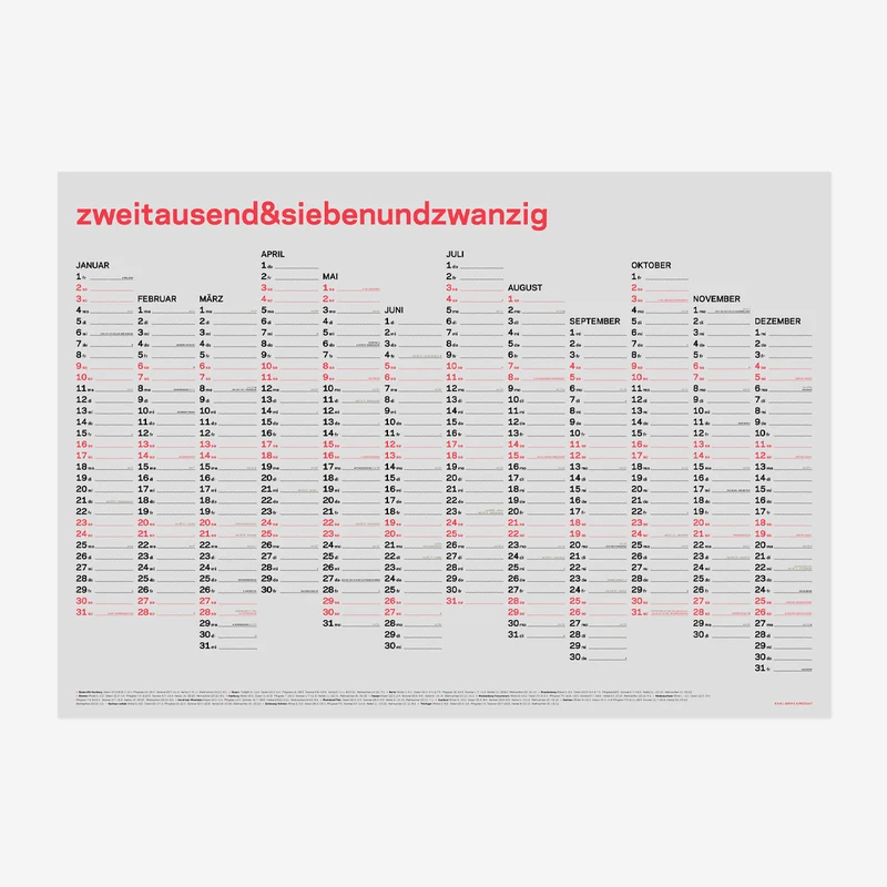 zweitausend&siebenundzwanzig - A1 Wandkalender 2027 - Korall