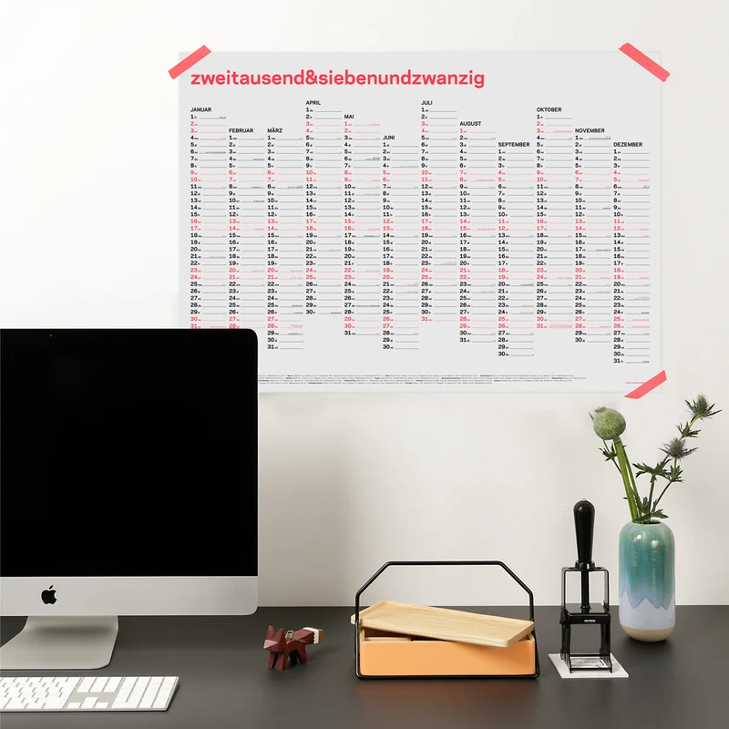 zweitausend&siebenundzwanzig - A1 Wandkalender 2027 - Korall