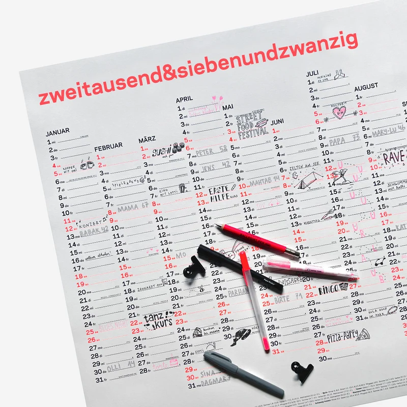zweitausend&siebenundzwanzig - A1 Wandkalender 2027 - Korall
