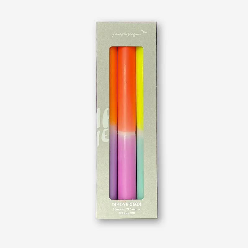 Dip Dye Neon Pastel Tulips – Set mit 3 Kerzen