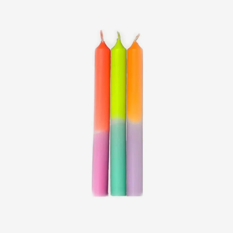 Dip Dye Neon Pastel Tulips – Set mit 3 Kerzen