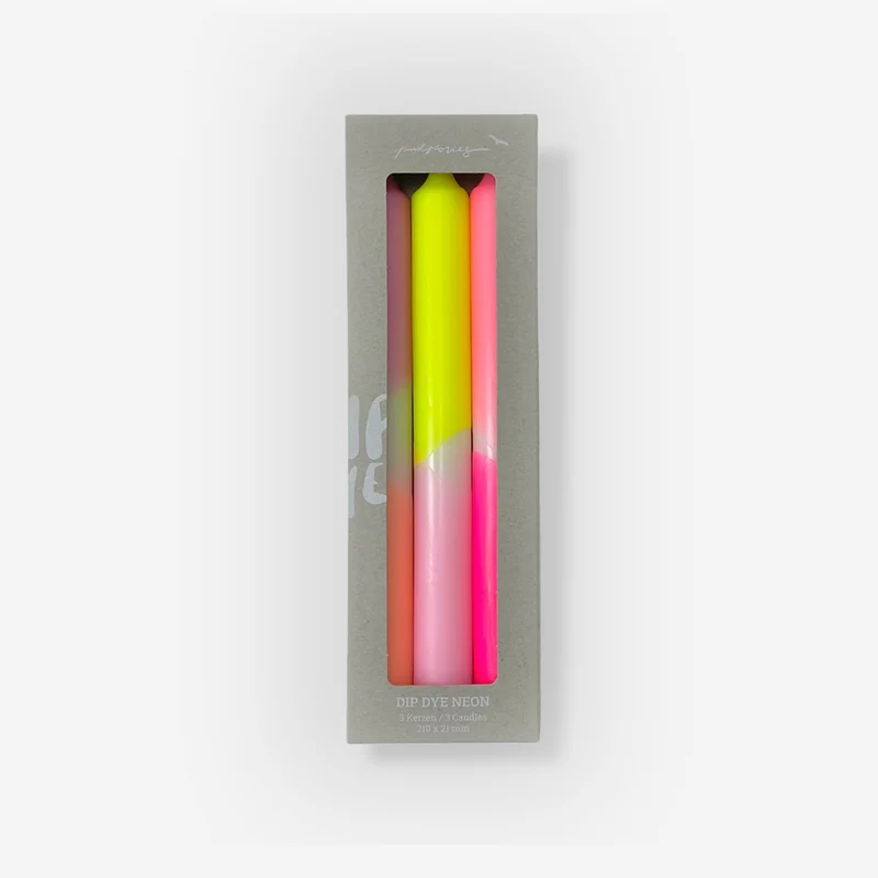 Dip Dye Neon Summer Breeze – Set mit 3 Kerzen
