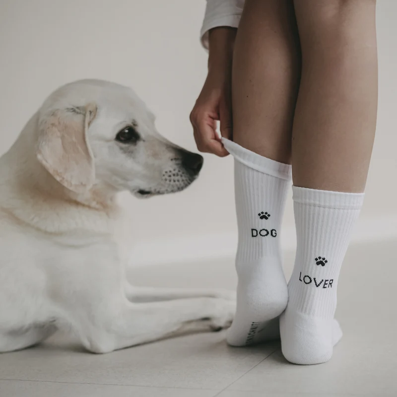 Eulenschnitt Socken Dog Lover weiß Größe 43-46