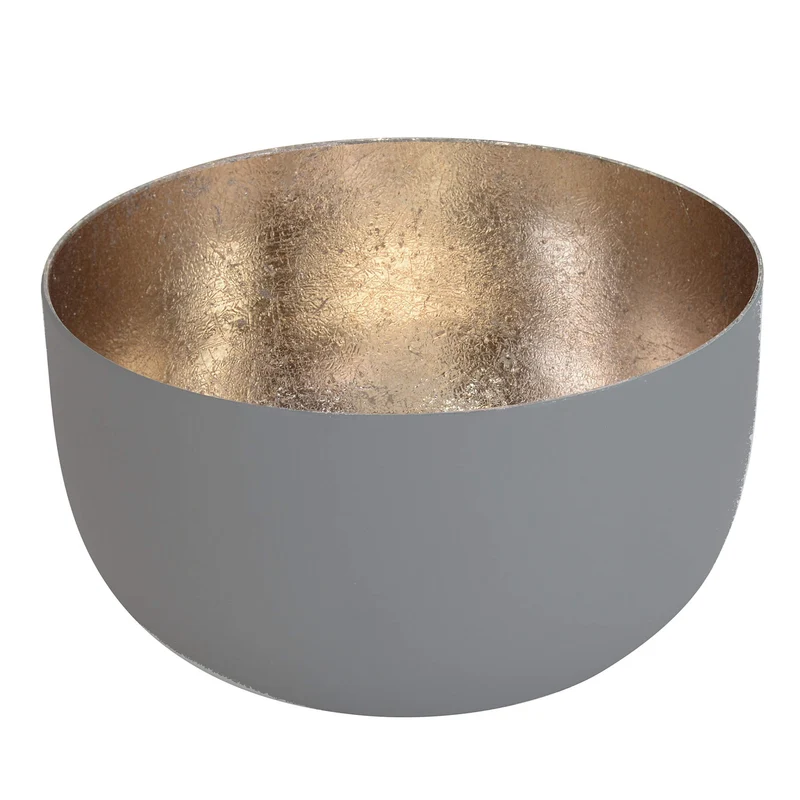 Windlicht Madras coolgrey-goldfarben klein