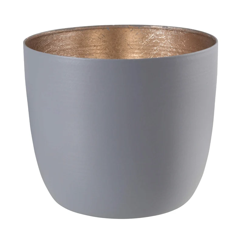Windlicht Madras coolgrey-goldfarben mittel