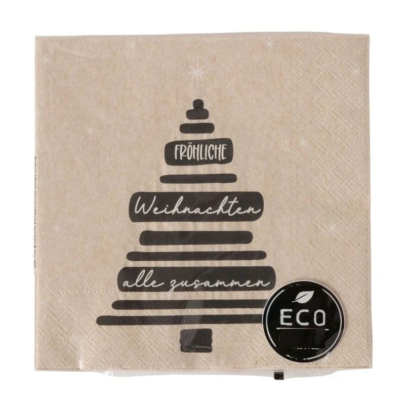 Papierservietten Frohe Weihnachten naturfarben
