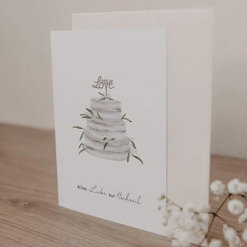 Eulenschnitt Klappkarte Hochzeitstorte