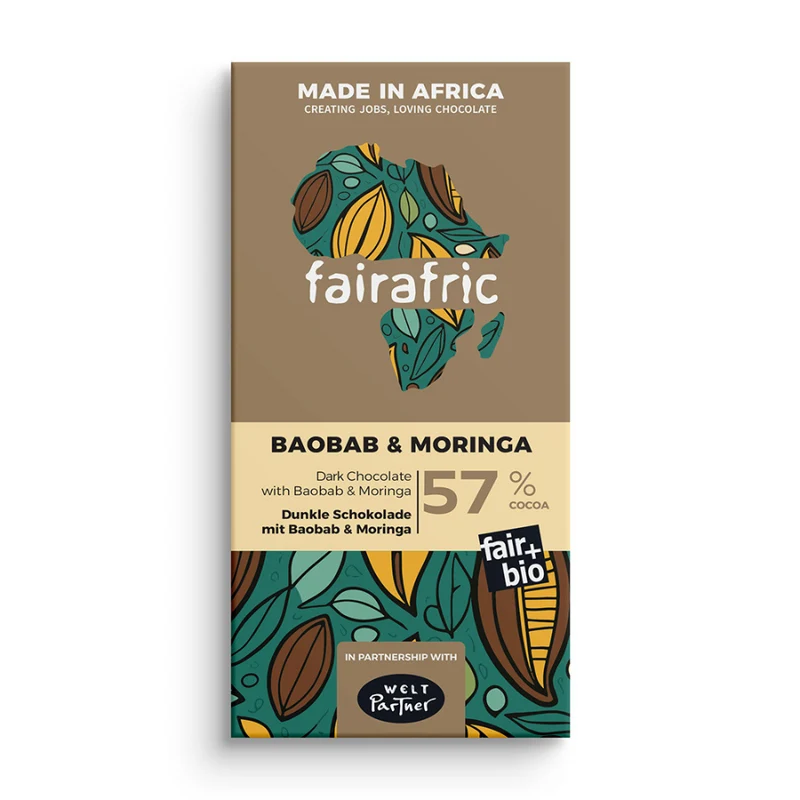 Zartbitter-Schokolade Baobab Moringa (57%)