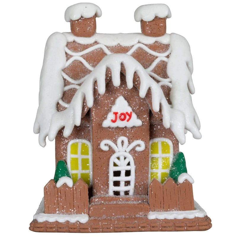 Lebkuchenhaus 13cm braun-weiß