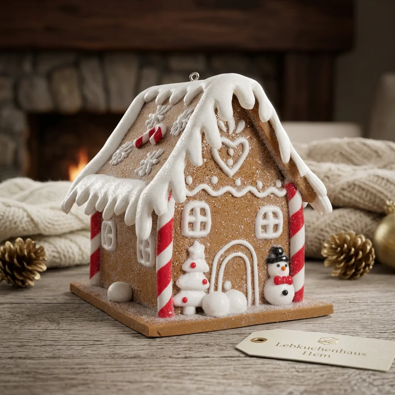 Lebkuchenhaus 11cm braun-weiß