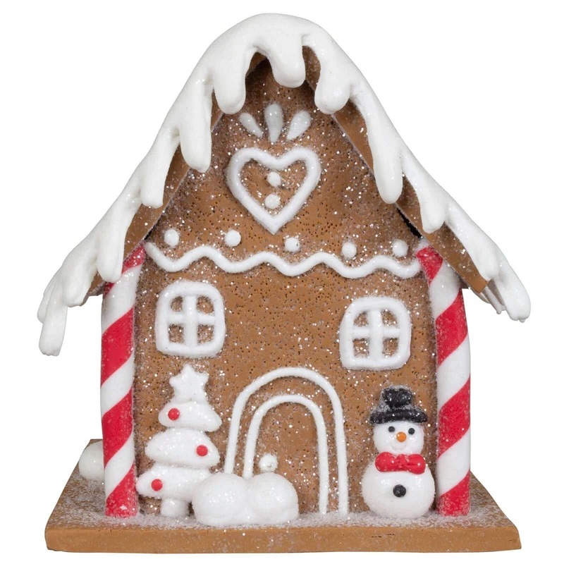 Lebkuchenhaus 11cm braun-weiß