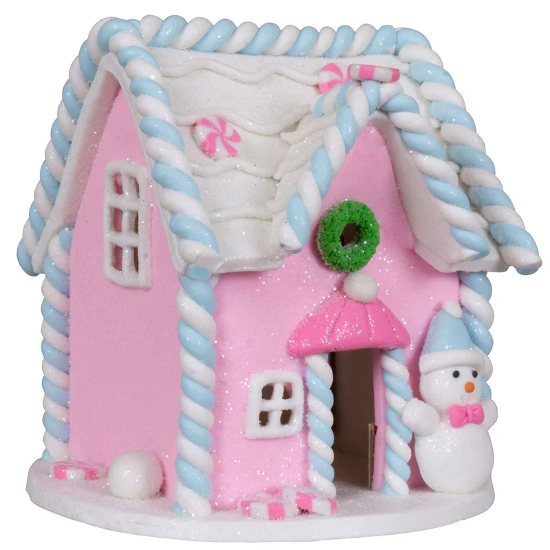 Lebkuchenhaus 11cm rosa-weiß