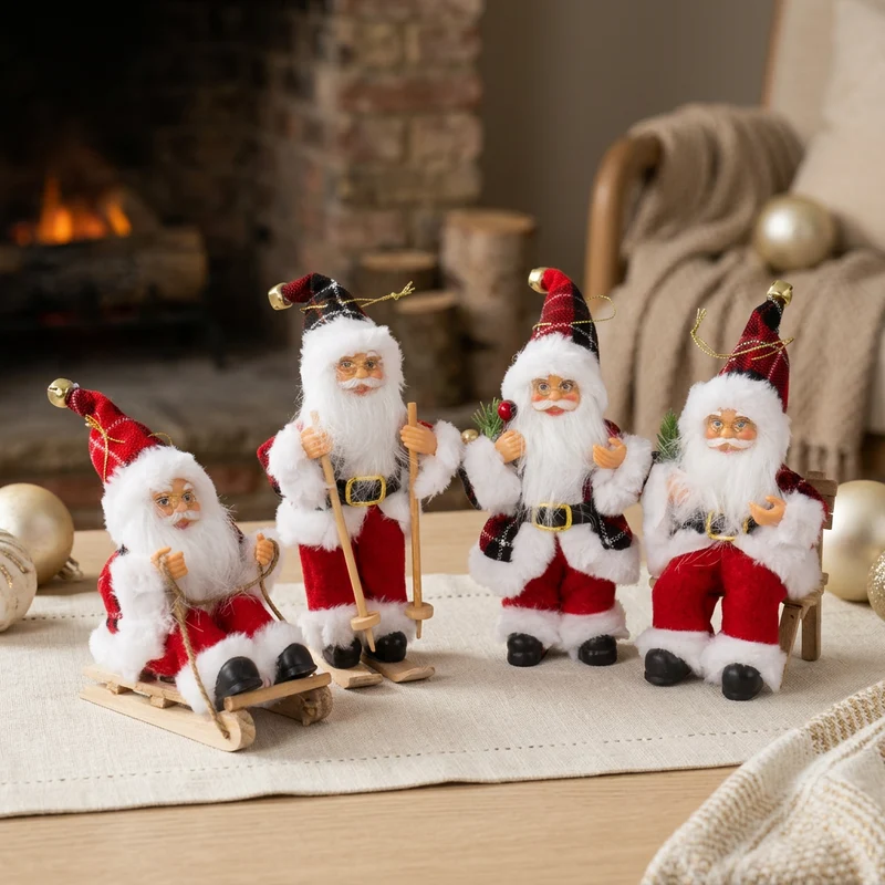 Weihnachtsmann 18cm, 4er Set, 4 Designs