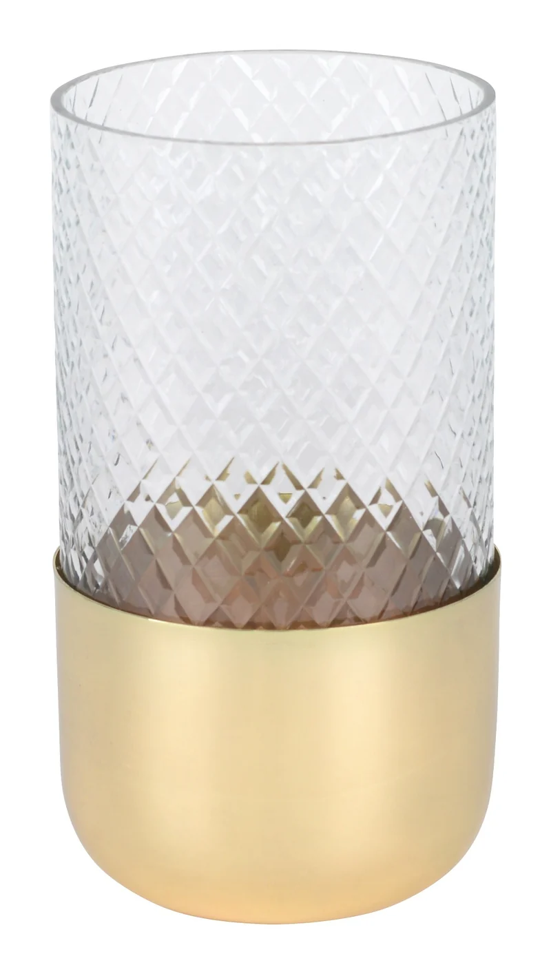 Windlicht Deko Vase Glas/Metall klar/gold Marylebone 19cm