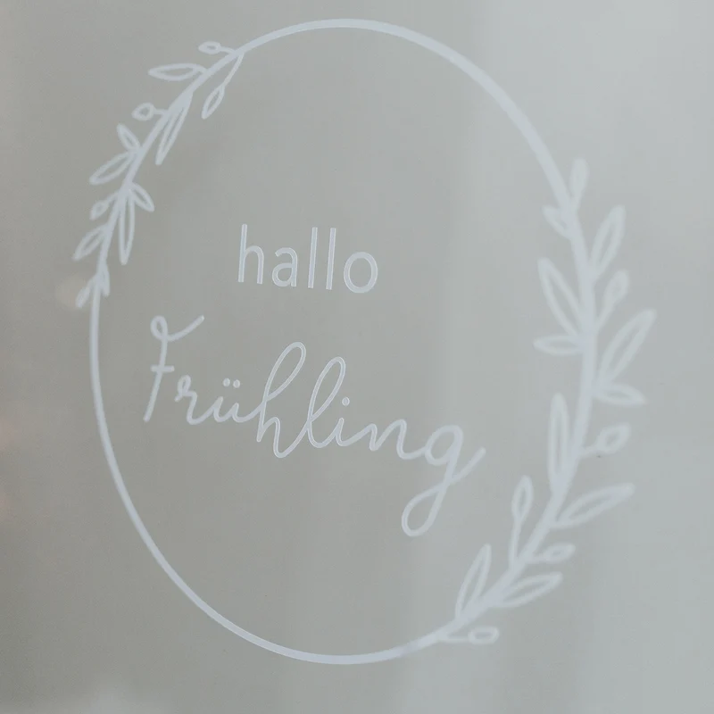 Eulenschnitt Wandsticker Hallo Frühling weiß