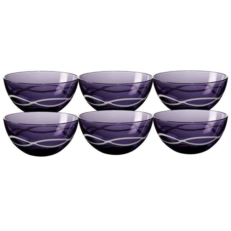6 Schälchen Kompottschale Müßlischale Obst Glas lila violett Schale 12,5cm