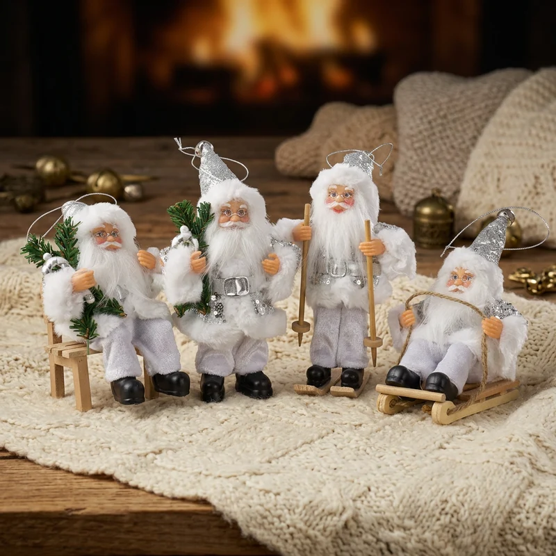 Weihnachtsmann 18cm, 4er Set, 4 Designs
