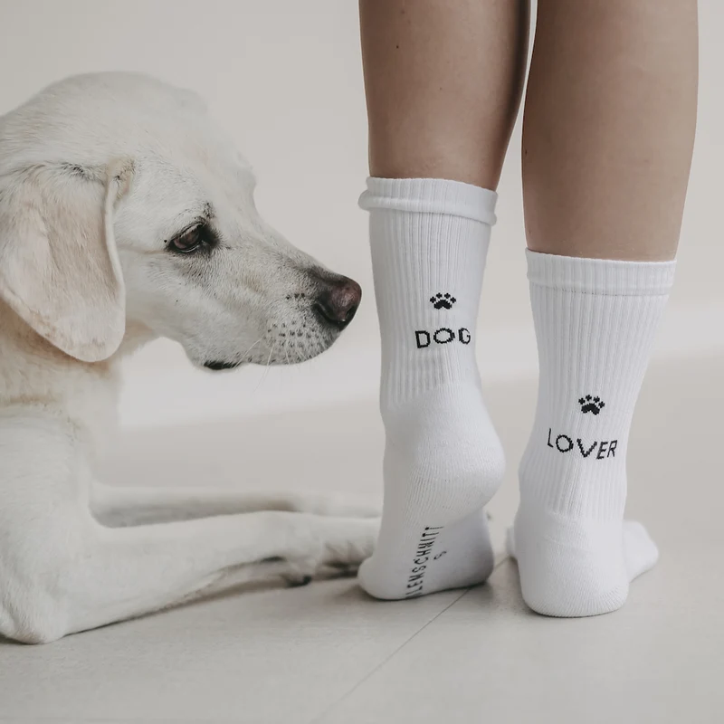 Eulenschnitt Socken Dog Lover weiß Größe 35-38