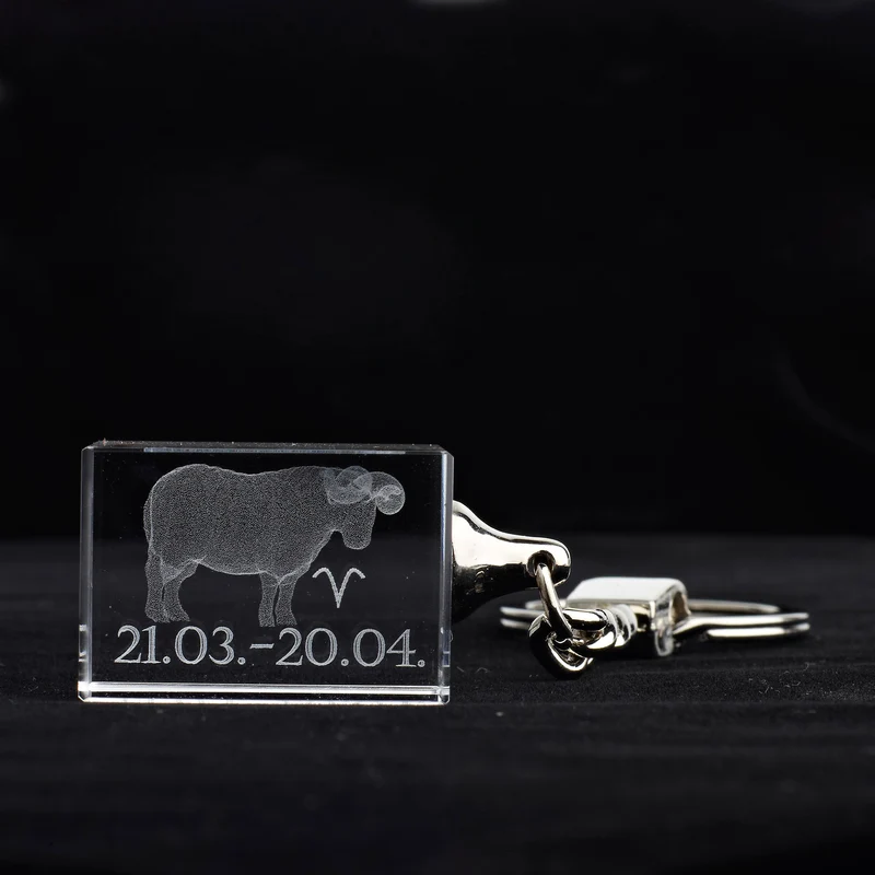 Glasschlüsselanhänger Sternzeichen Widder 3x2cm
