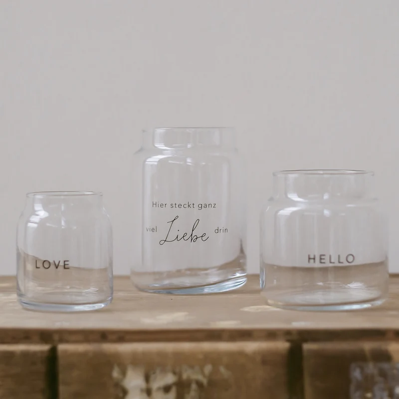 Eulenschnitt Vase aus Glas Love Klein