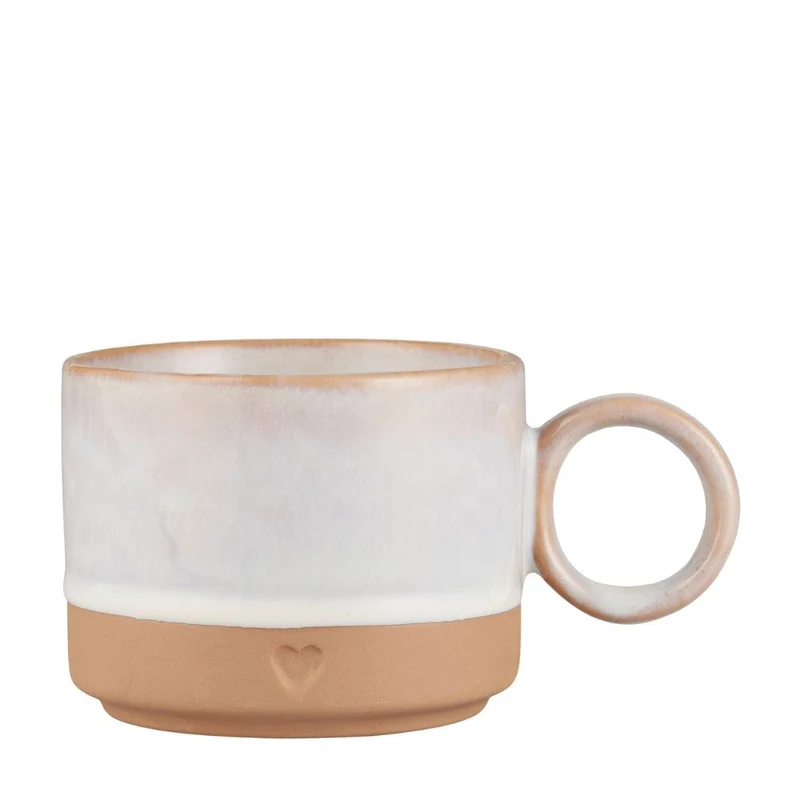 Ib Laursen Tasse Herz weiß-mattbraun