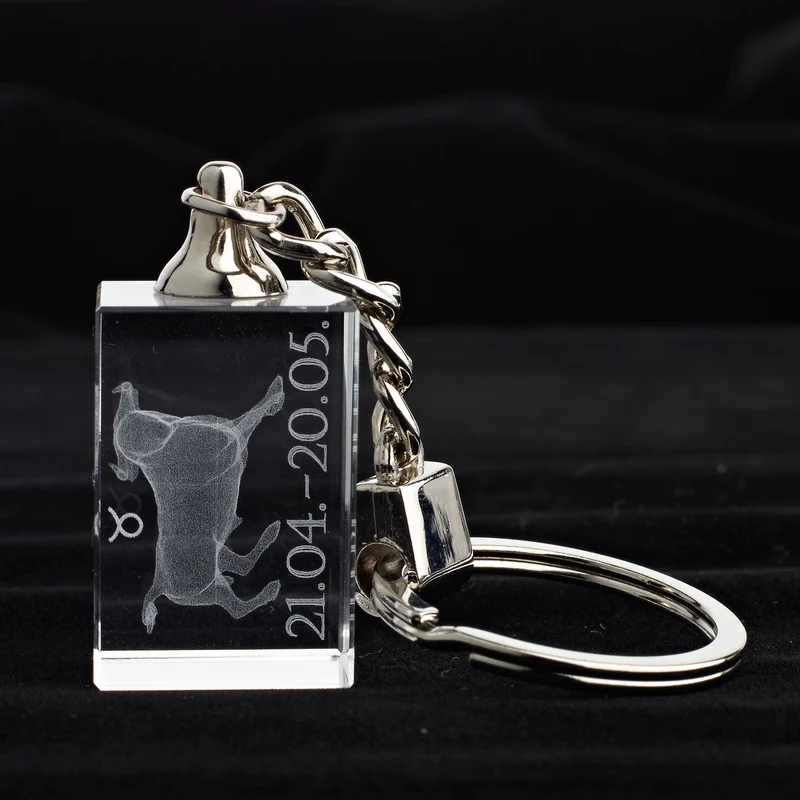 Glasschlüsselanhänger Sternzeichen Stier 3x2cm