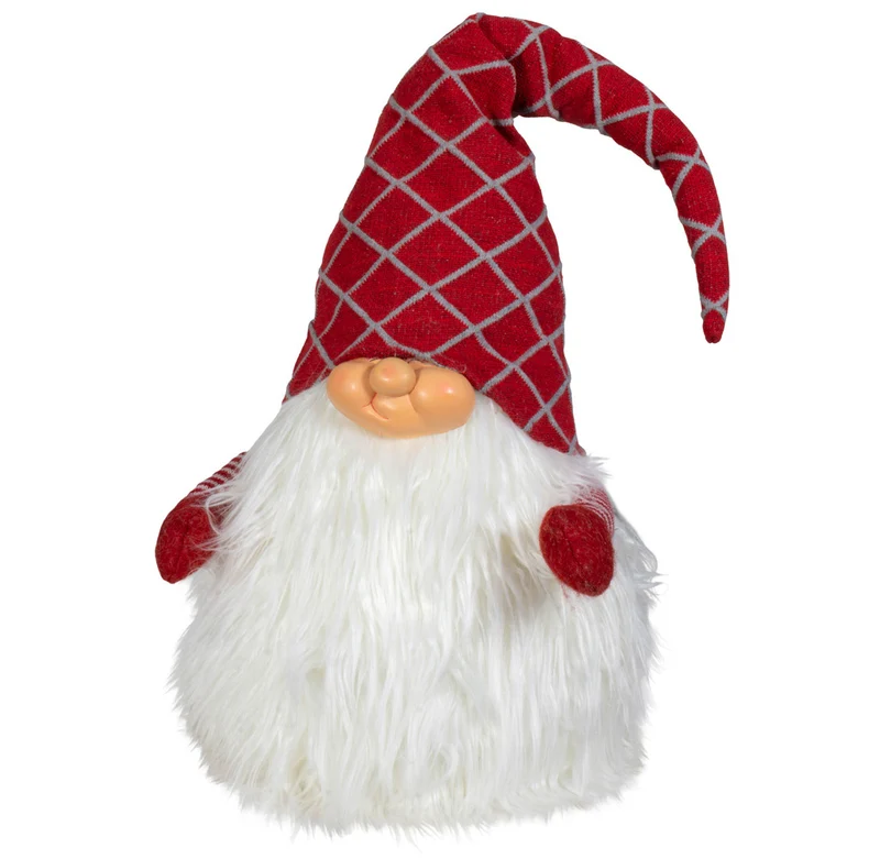 LED Leuchtgnom Wichtel 45cm Pärchen warmweiß Farben grau & rot
