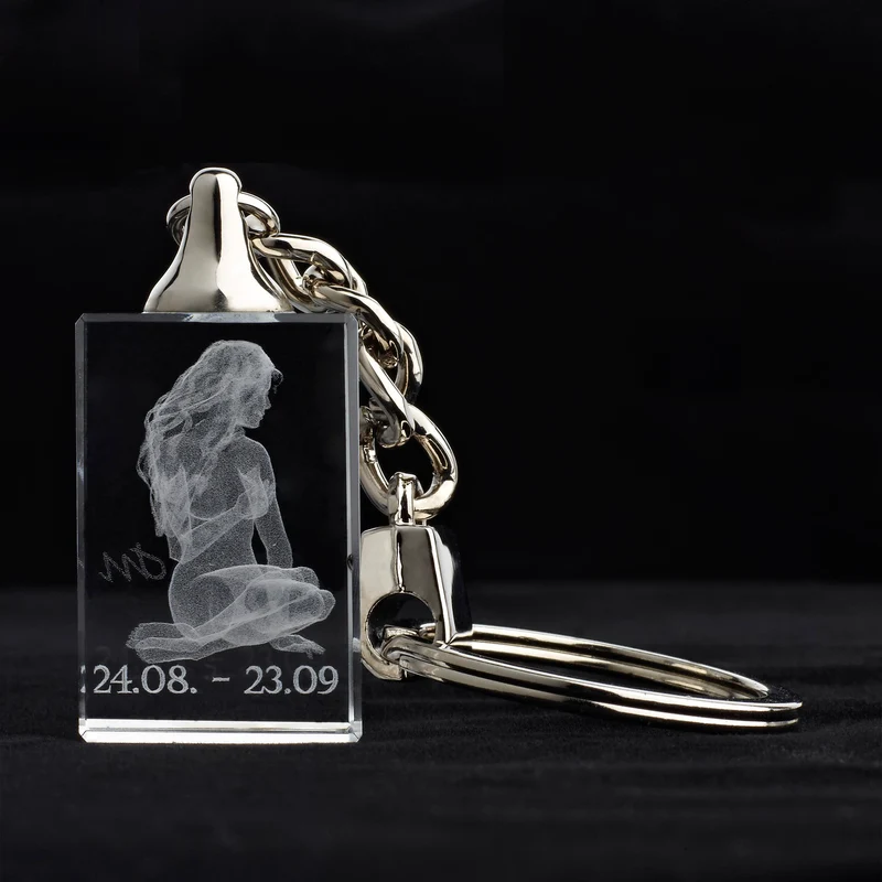 Glasschlüsselanhänger Sternzecihen Jungfrau 3x2cm