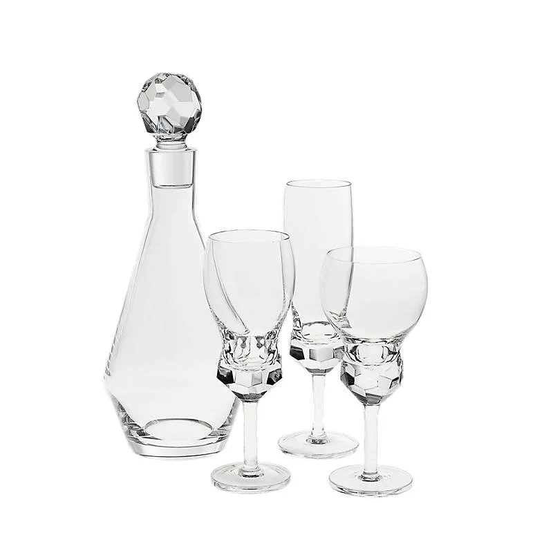 Flasche mit Verschluss Basic Diamonds 1000ml, Transparent, aus Bleikristall
