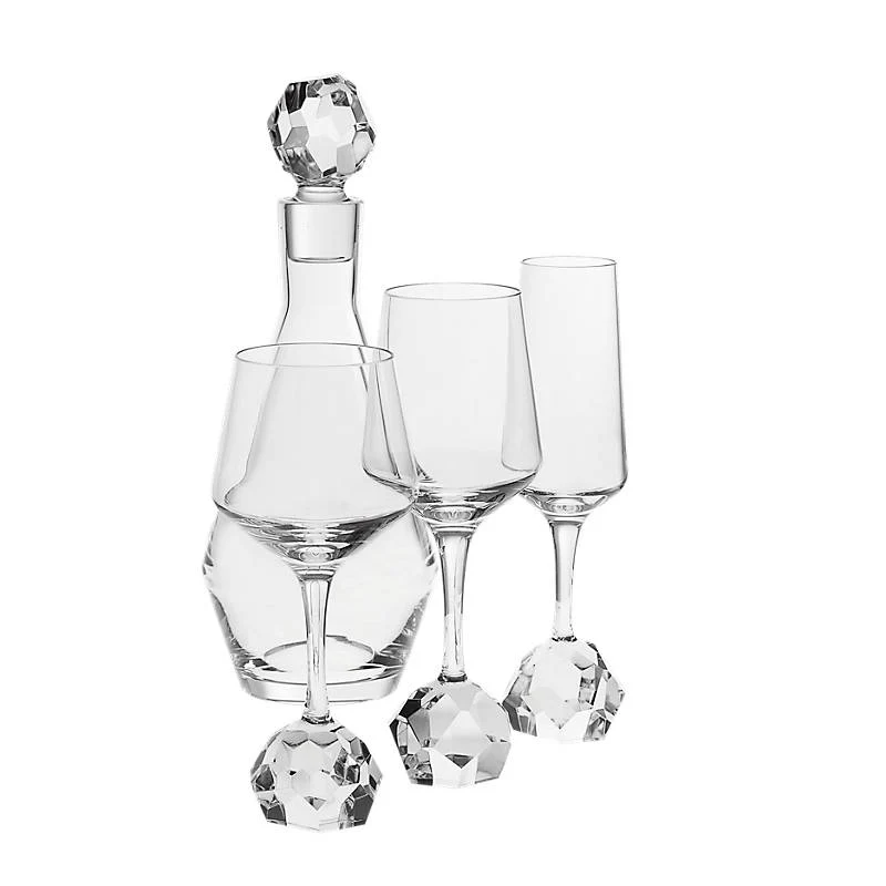 Flasche mit Verschluss Basic Diamonds 1000ml, Transparent, aus Bleikristall