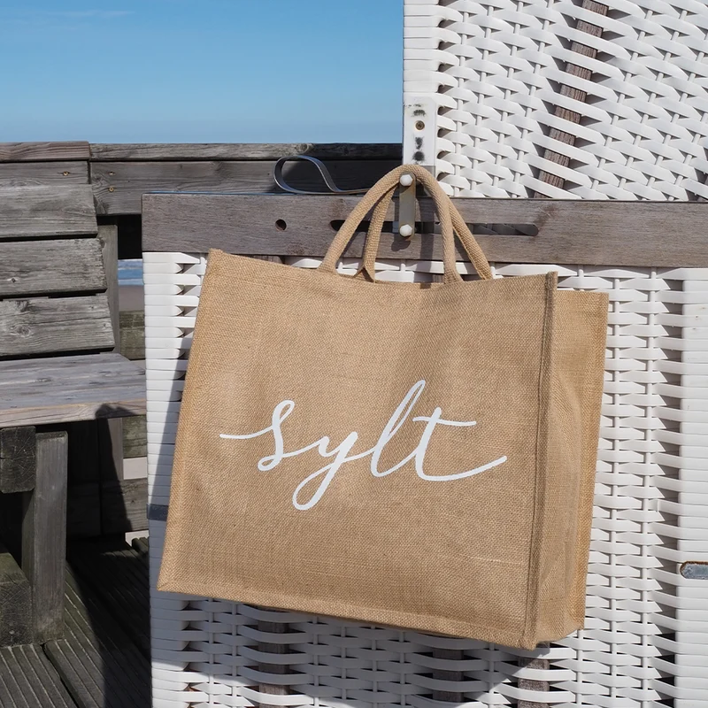 Jute-Shopper Sylt naturfarben weiß bedruckt