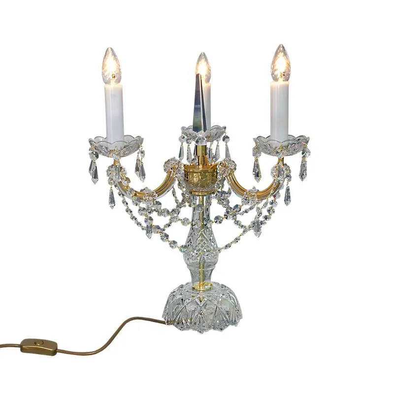 Tischleuchter Stephanie Erleuchtung, Gold/Transparent, aus Glas