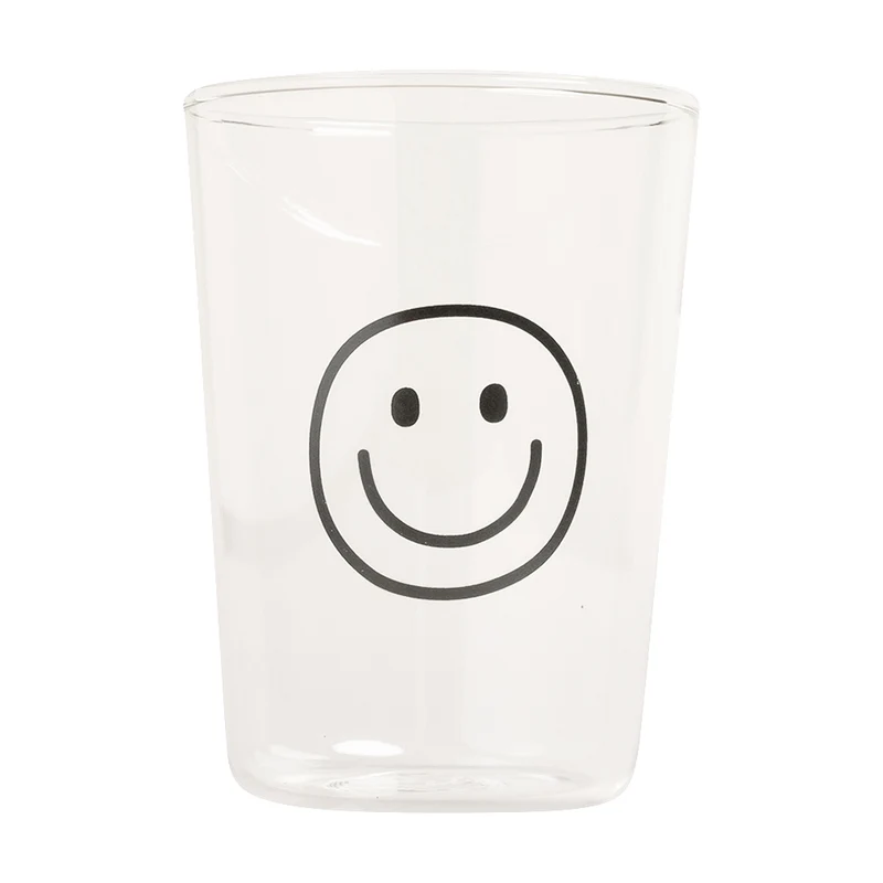 Eulenschnitt Trinkglas Smiley schwarz
