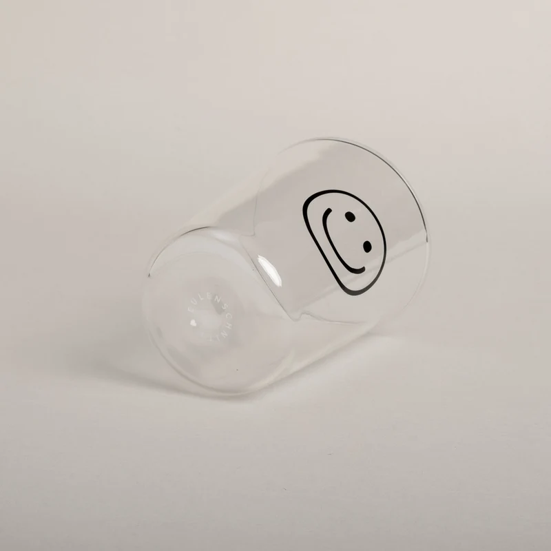 Eulenschnitt Trinkglas Smiley schwarz