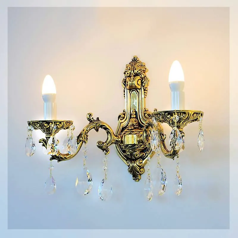Wandleuchter Leana Erleuchtung, Gold/Transparent, aus Glas