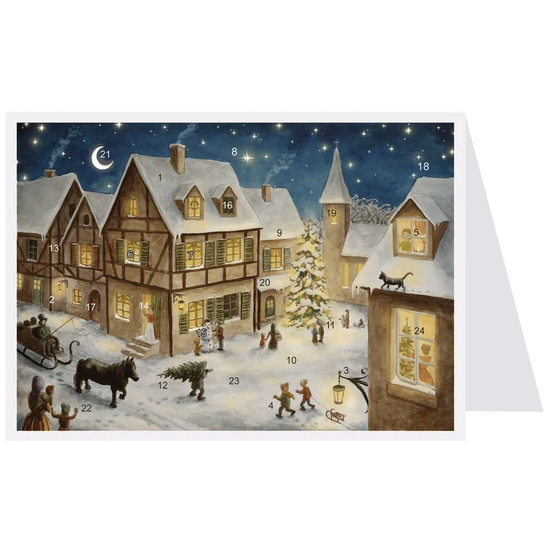 Postcard Advent calendar “Christmas Eve in the Village”