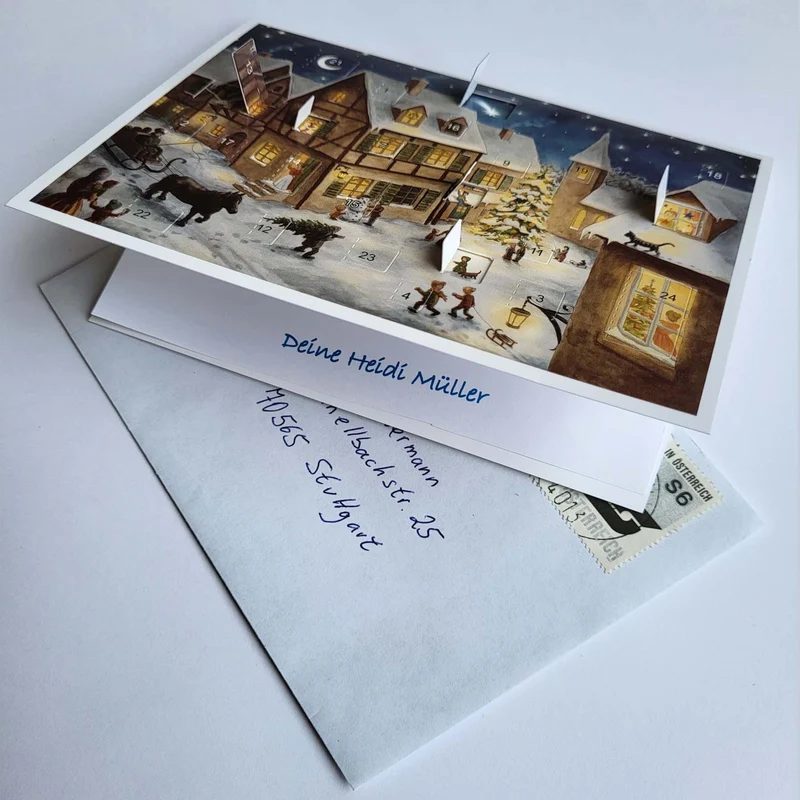 Postcard Advent calendar “Christmas Eve in the Village”