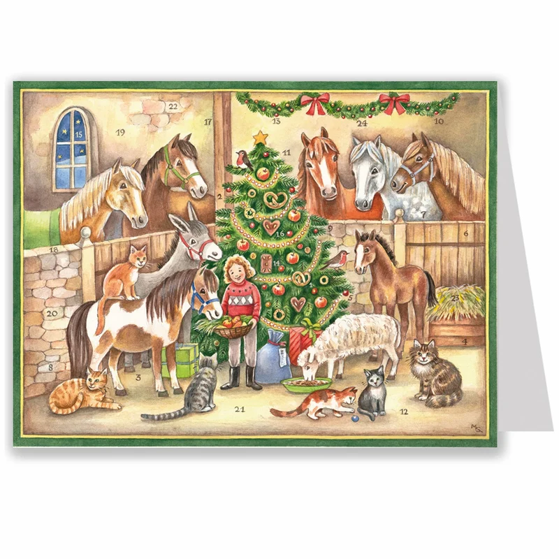 Postcard advent calendar “In the Stable”