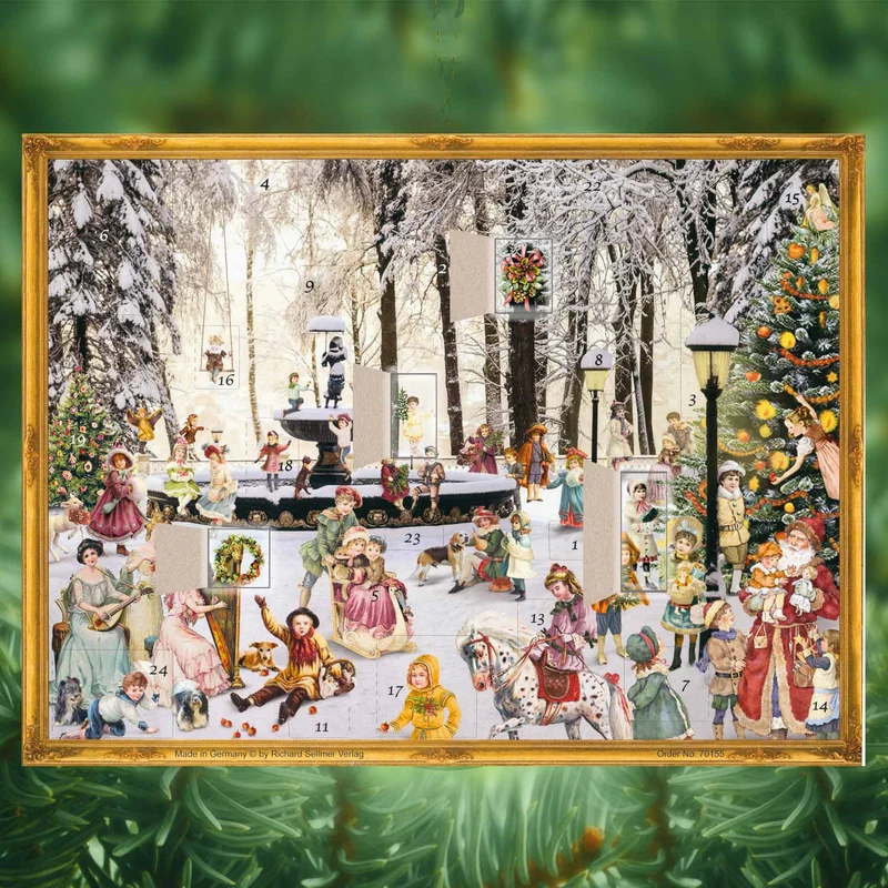 Victorian Advent calendar “Snow-Covered Fountain”