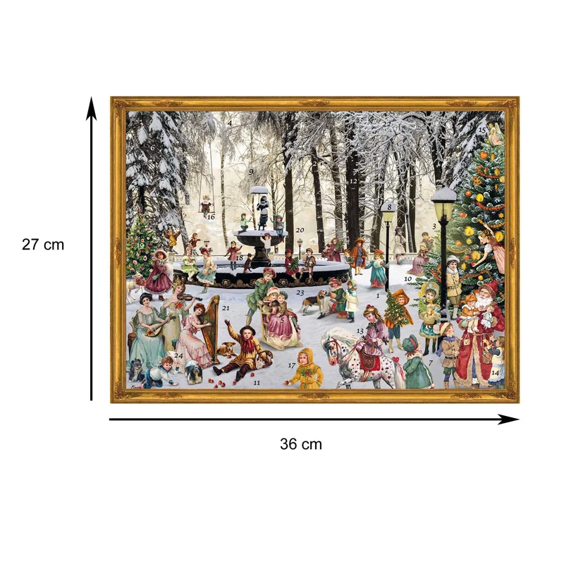 Victorian Advent calendar “Snow-Covered Fountain”