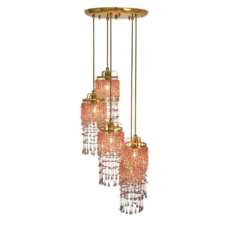 Kronleuchter Lisa Erleuchtung, Rosa/Transparent/Gold, aus Glas