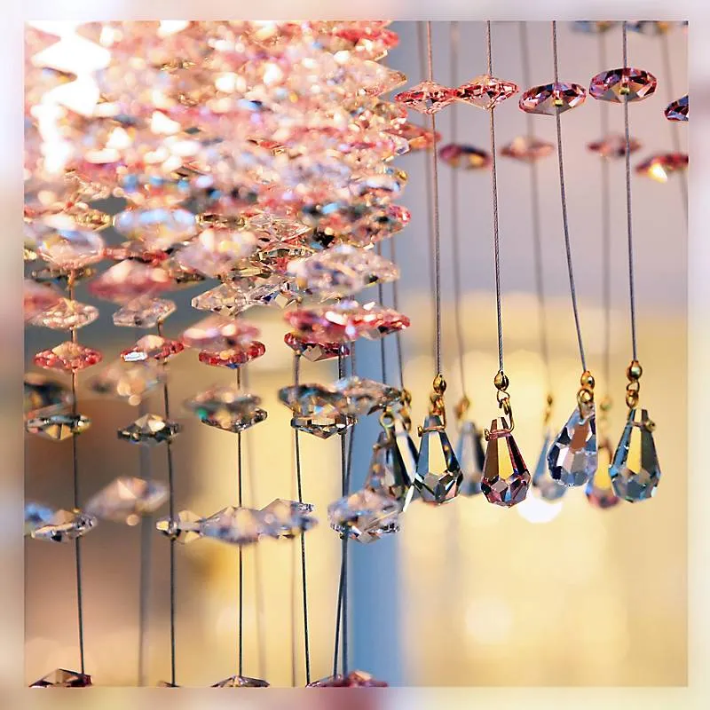 Kronleuchter Lisa Erleuchtung, Rosa/Transparent/Gold, aus Glas