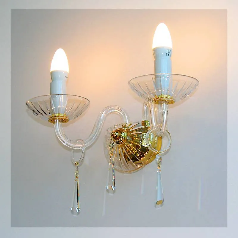 Wandleuchter Marina Erleuchtung, Gold/Transparent, aus Glas