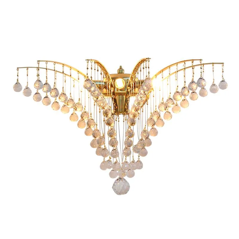 Wandleuchter Jacqueline Erleuchtung, Gold/Transparent, aus Glas