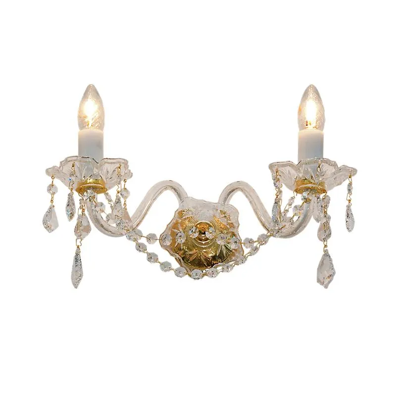 Wandleuchter Despina Erleuchtung, Gold/Transparent, aus Glas
