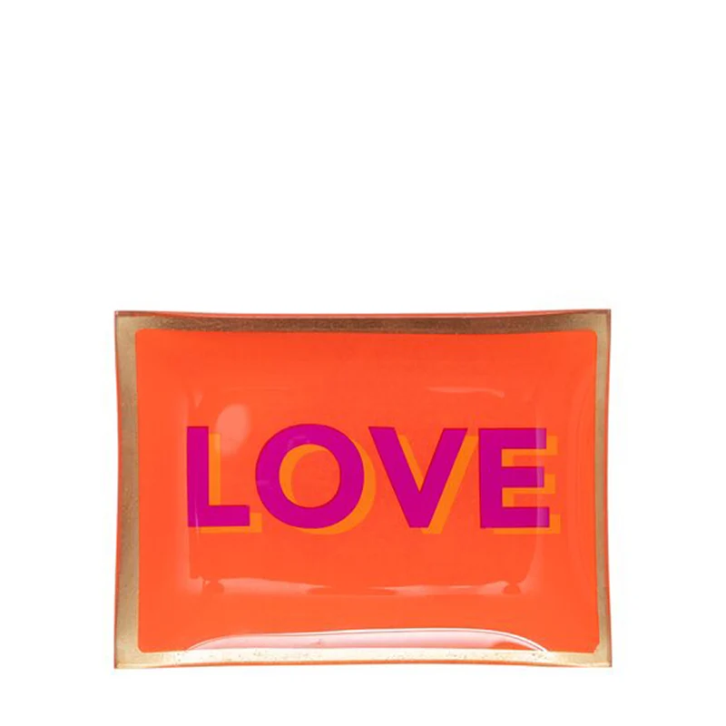 Glasteller Love orange Mittel
